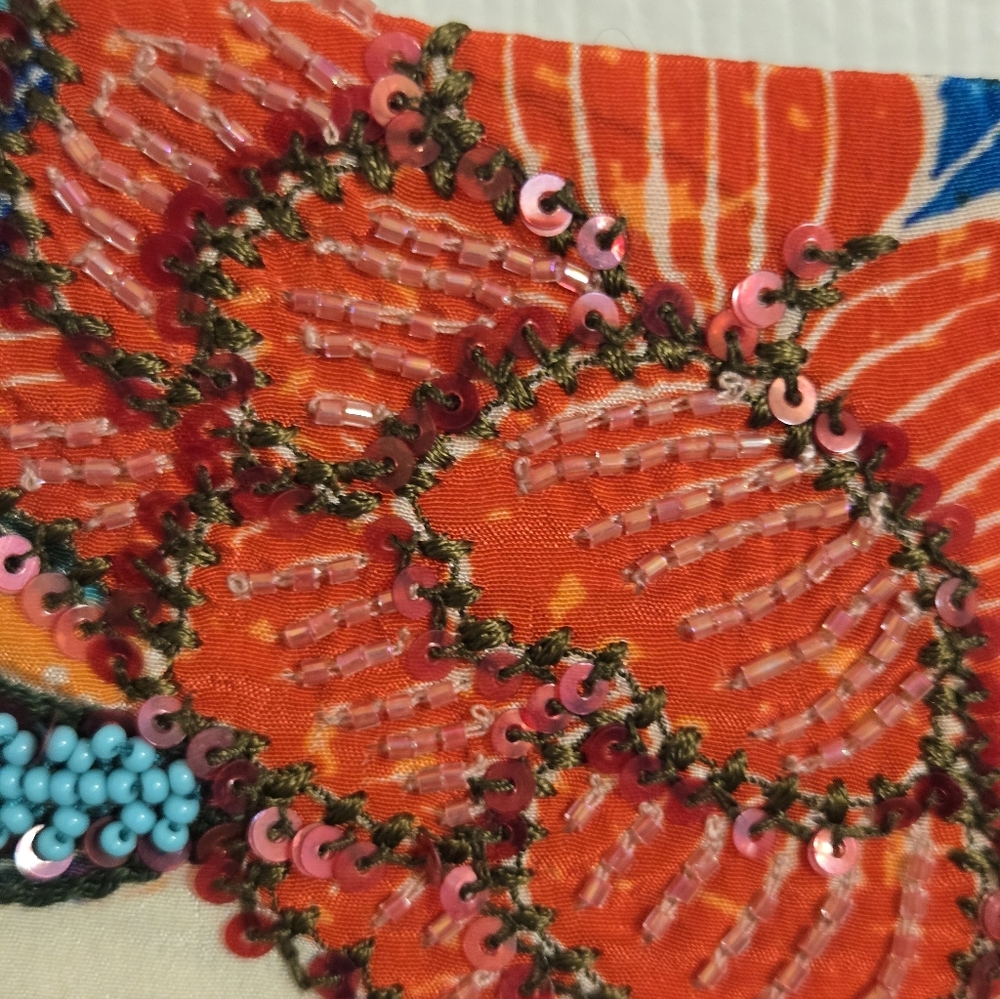 Anthropologie BHANUNI BY JYOTI Floral Orange And BlueMaxi Boho Skirt Size 6 - Picture 7 of 15